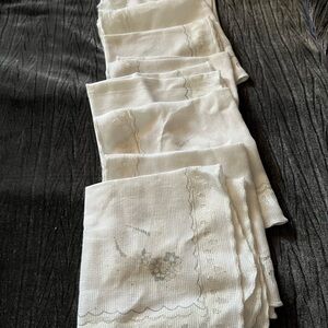 Vintage Elegant White Floral Napkins set of 8.
